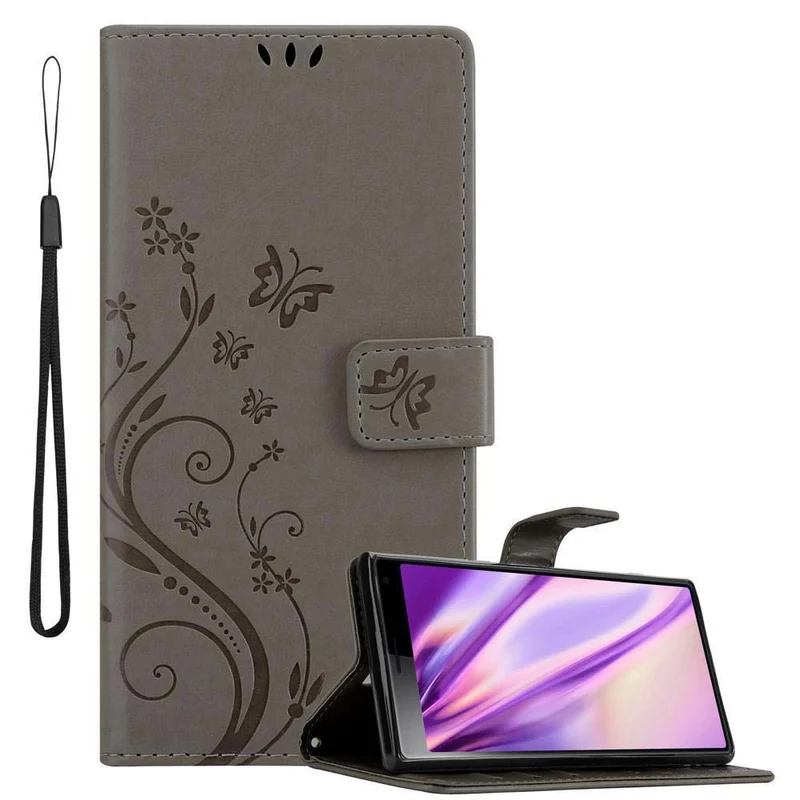 Cadorabo Hülle kompatibel mit Sony Xperia 10 / Xperia XA3 Schutzhülle im Blumen Design mit Magnetverschluss, Standfunktion und Kartenfächern