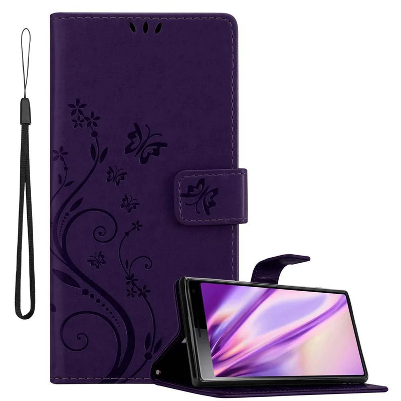 Cadorabo Hülle kompatibel mit Sony Xperia 10 / Xperia XA3 Schutzhülle im Blumen Design mit Magnetverschluss, Standfunktion und Kartenfächern