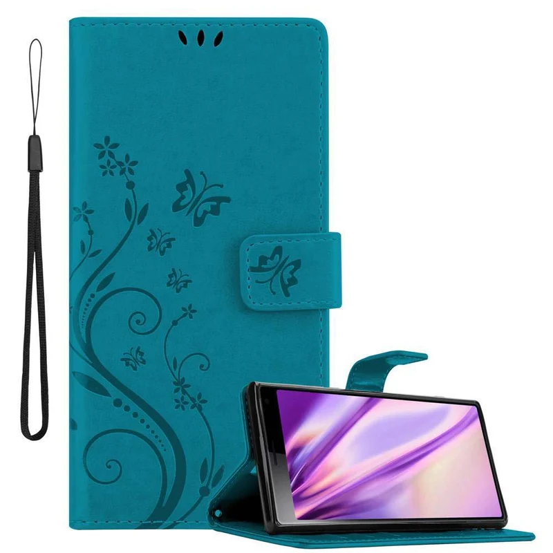 Cadorabo Hülle kompatibel mit Sony Xperia 10 / Xperia XA3 Schutzhülle im Blumen Design mit Magnetverschluss, Standfunktion und Kartenfächern