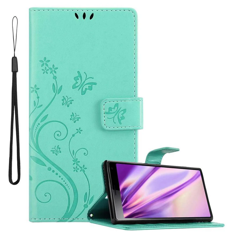 Cadorabo Hülle kompatibel mit Sony Xperia 10 / Xperia XA3 Schutzhülle im Blumen Design mit Magnetverschluss, Standfunktion und Kartenfächern