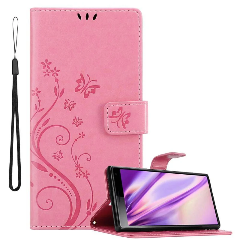 Cadorabo Hülle kompatibel mit Sony Xperia 10 / Xperia XA3 Schutzhülle im Blumen Design mit Magnetverschluss, Standfunktion und Kartenfächern