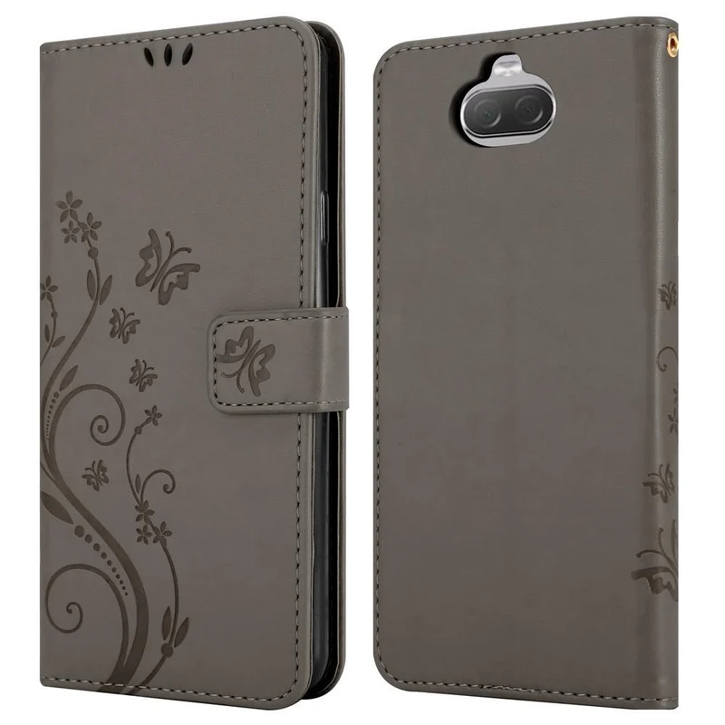 Cadorabo Hülle kompatibel mit Sony Xperia 10 / Xperia XA3 Schutzhülle im Blumen Design mit Magnetverschluss, Standfunktion und Kartenfächern