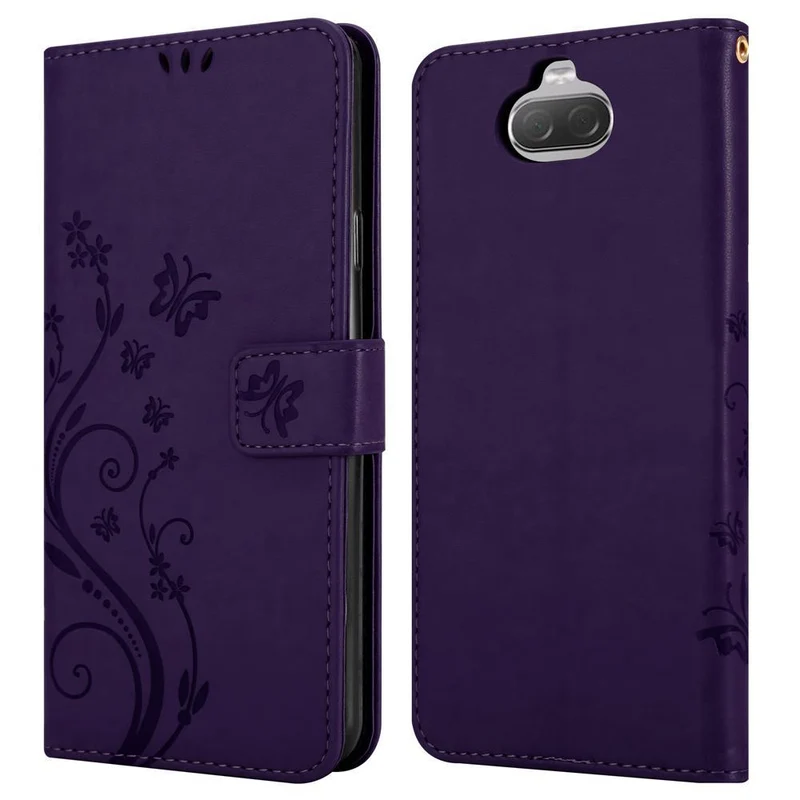 Cadorabo Hülle kompatibel mit Sony Xperia 10 / Xperia XA3 Schutzhülle im Blumen Design mit Magnetverschluss, Standfunktion und Kartenfächern