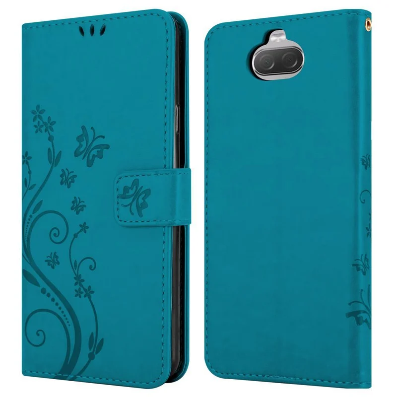Cadorabo Hülle kompatibel mit Sony Xperia 10 / Xperia XA3 Schutzhülle im Blumen Design mit Magnetverschluss, Standfunktion und Kartenfächern