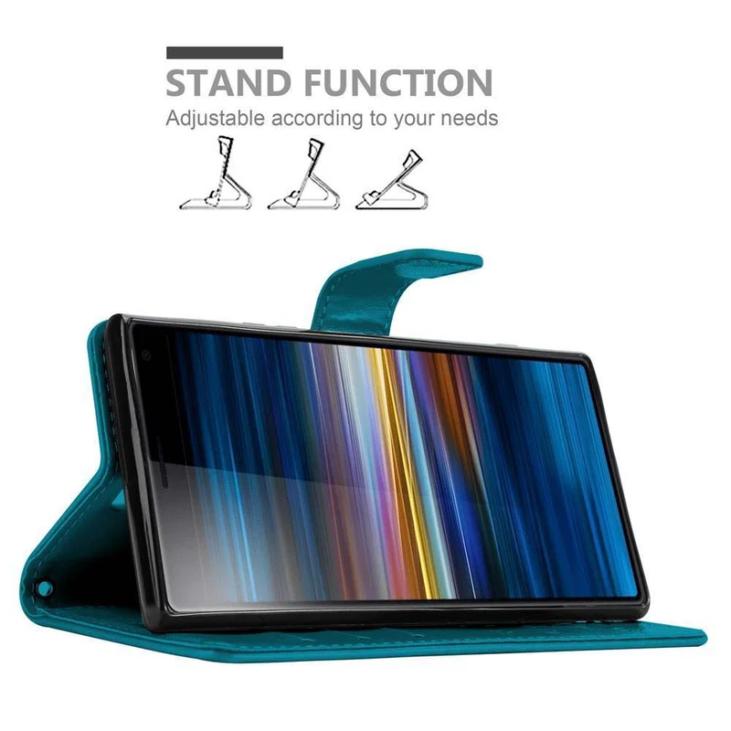 Cadorabo Hülle kompatibel mit Sony Xperia 10 / Xperia XA3 Schutzhülle im Blumen Design mit Magnetverschluss, Standfunktion und Kartenfächern