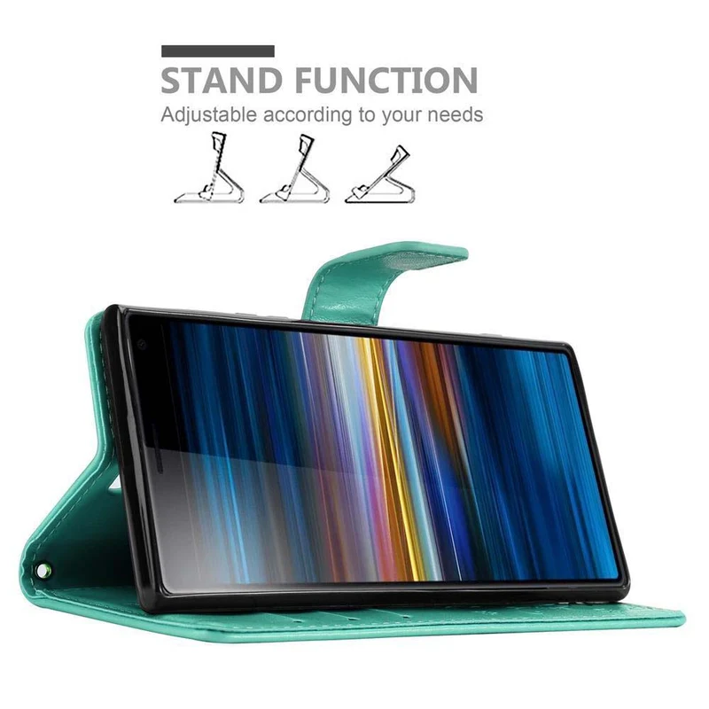 Cadorabo Hülle kompatibel mit Sony Xperia 10 / Xperia XA3 Schutzhülle im Blumen Design mit Magnetverschluss, Standfunktion und Kartenfächern