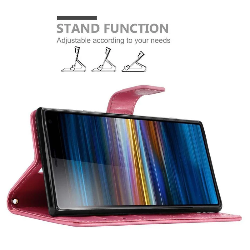 Cadorabo Hülle kompatibel mit Sony Xperia 10 / Xperia XA3 Schutzhülle im Blumen Design mit Magnetverschluss, Standfunktion und Kartenfächern
