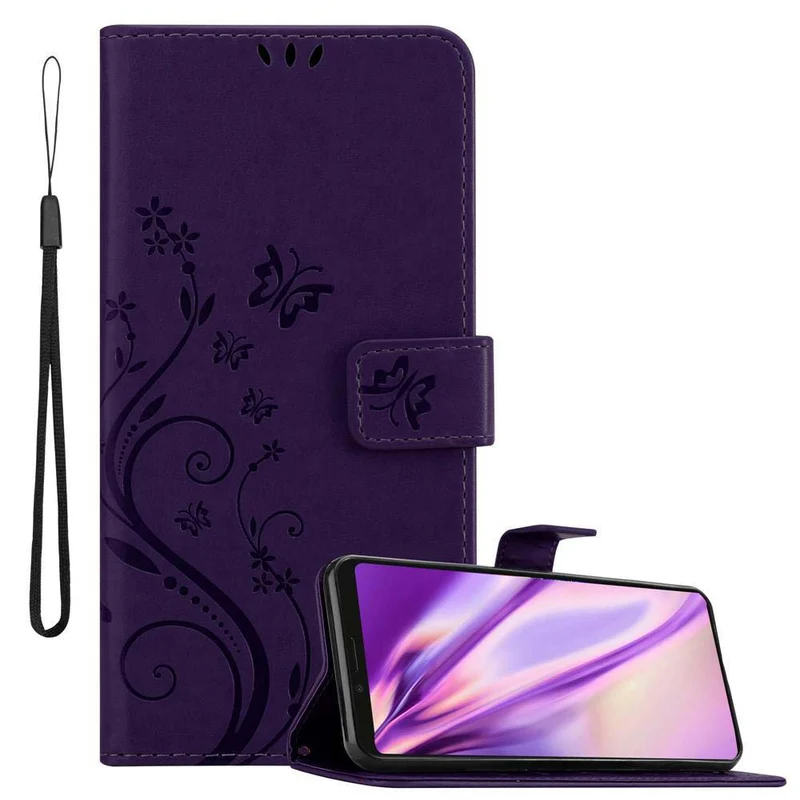 Cadorabo Hülle kompatibel mit Sony Xperia 1 / Xperia XZ4 Schutzhülle im Blumen Design mit Magnetverschluss, Standfunktion und Kartenfächern