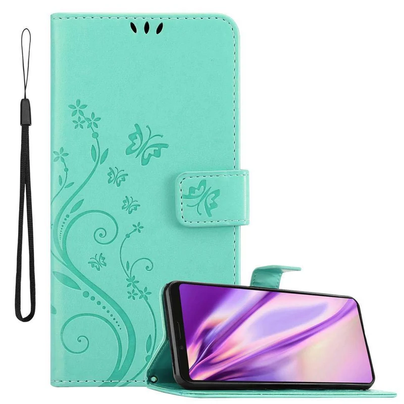 Cadorabo Hülle kompatibel mit Sony Xperia 1 / Xperia XZ4 Schutzhülle im Blumen Design mit Magnetverschluss, Standfunktion und Kartenfächern