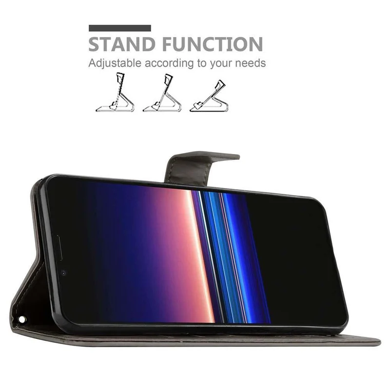 Cadorabo Hülle kompatibel mit Sony Xperia 1 / Xperia XZ4 Schutzhülle im Blumen Design mit Magnetverschluss, Standfunktion und Kartenfächern