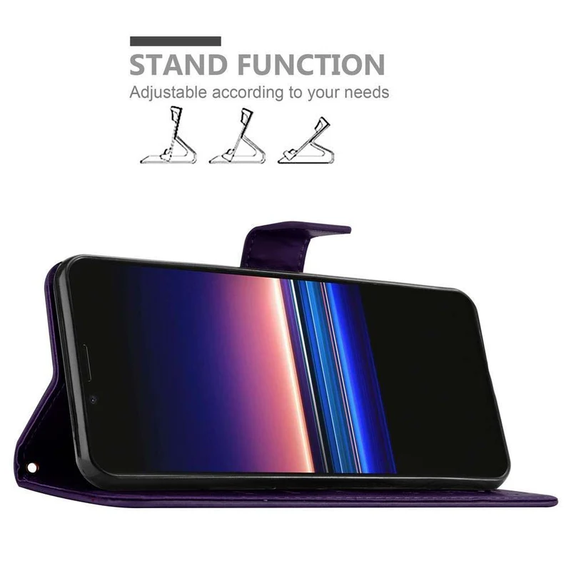 Cadorabo Hülle kompatibel mit Sony Xperia 1 / Xperia XZ4 Schutzhülle im Blumen Design mit Magnetverschluss, Standfunktion und Kartenfächern