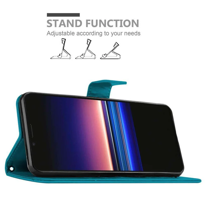 Cadorabo Hülle kompatibel mit Sony Xperia 1 / Xperia XZ4 Schutzhülle im Blumen Design mit Magnetverschluss, Standfunktion und Kartenfächern