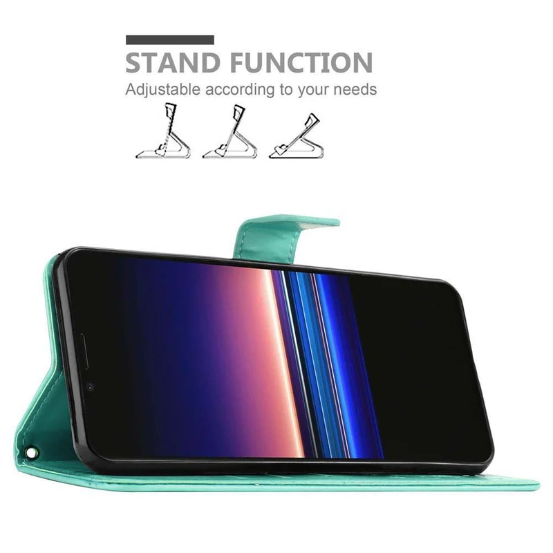 Cadorabo Hülle kompatibel mit Sony Xperia 1 / Xperia XZ4 Schutzhülle im Blumen Design mit Magnetverschluss, Standfunktion und Kartenfächern