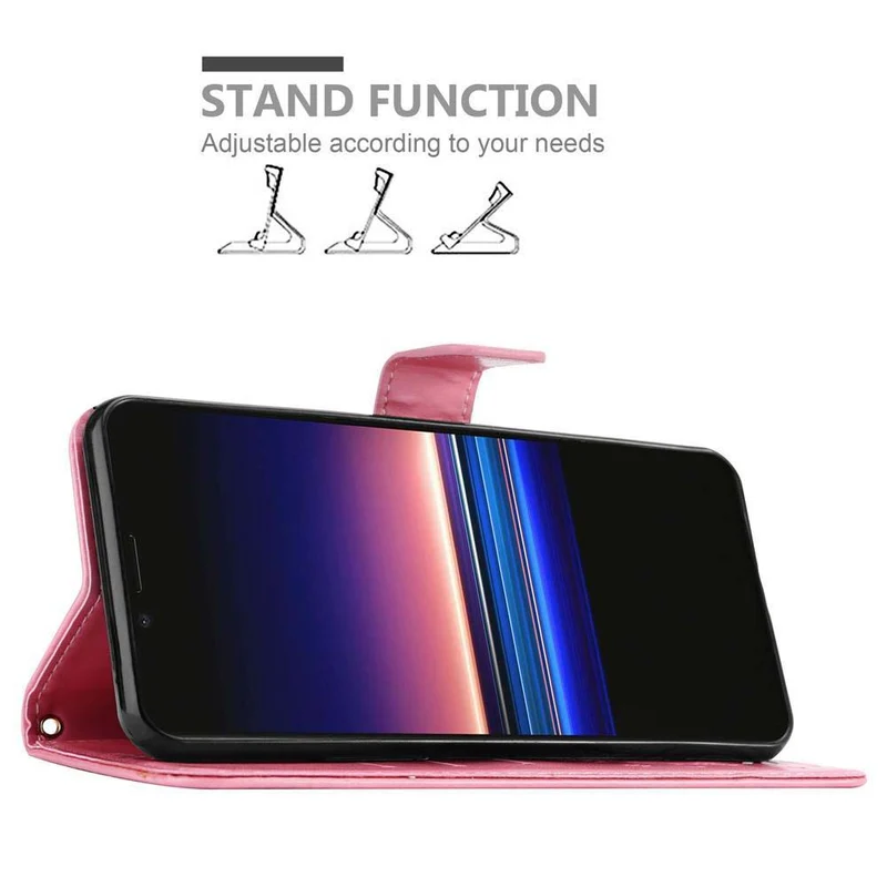 Cadorabo Hülle kompatibel mit Sony Xperia 1 / Xperia XZ4 Schutzhülle im Blumen Design mit Magnetverschluss, Standfunktion und Kartenfächern