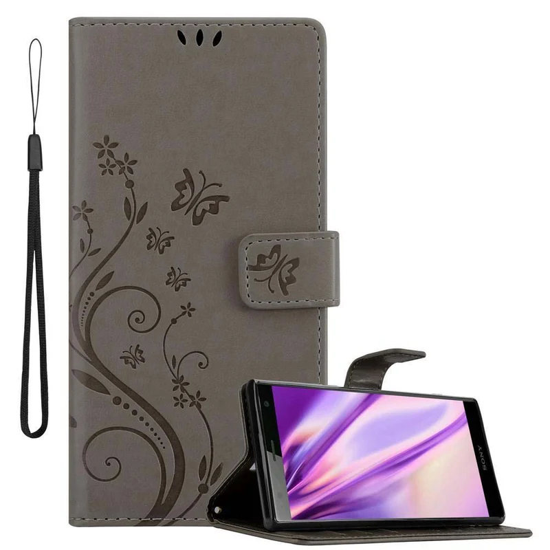 Cadorabo Hülle kompatibel mit Sony Xperia XZ2 Schutzhülle im Blumen Design mit Magnetverschluss, Standfunktion und Kartenfächern