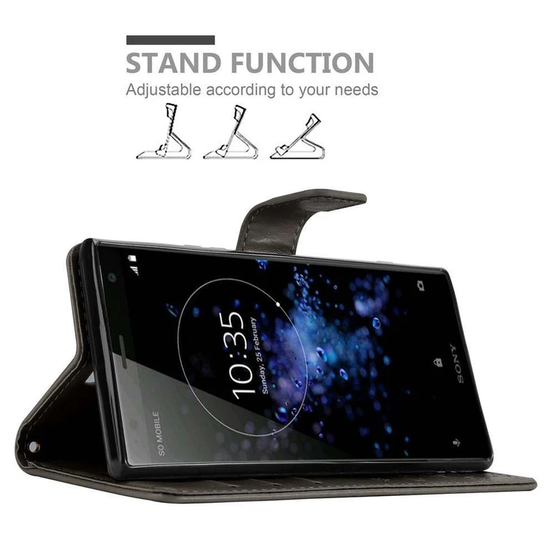 Cadorabo Hülle kompatibel mit Sony Xperia XZ2 Schutzhülle im Blumen Design mit Magnetverschluss, Standfunktion und Kartenfächern