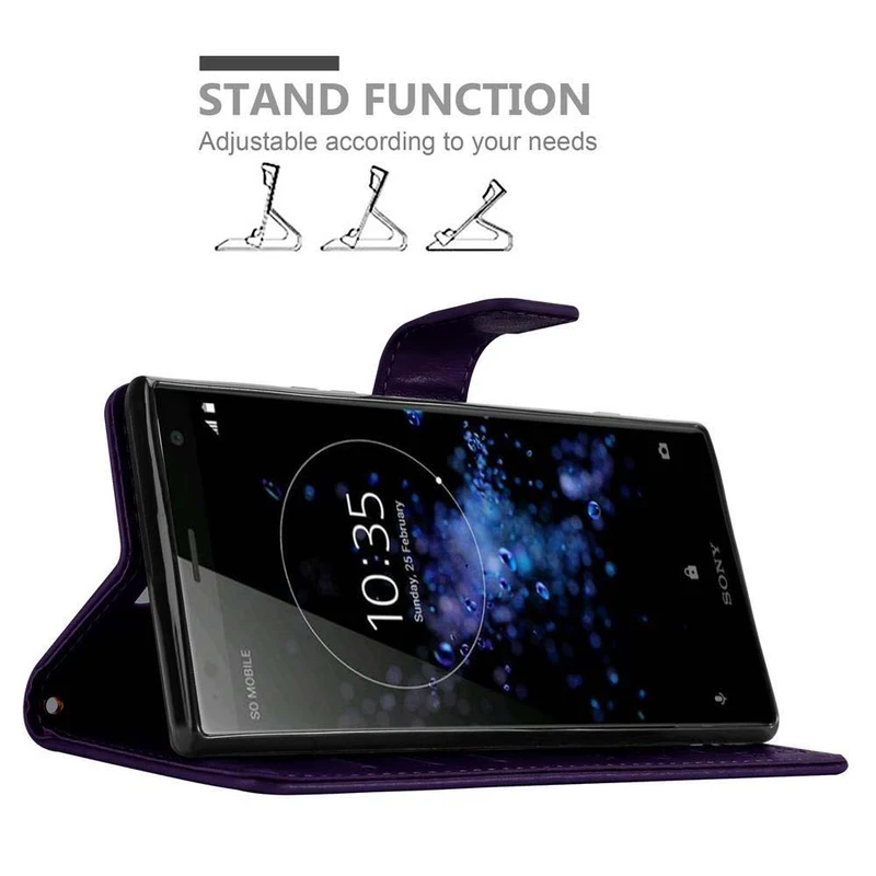Cadorabo Hülle kompatibel mit Sony Xperia XZ2 Schutzhülle im Blumen Design mit Magnetverschluss, Standfunktion und Kartenfächern