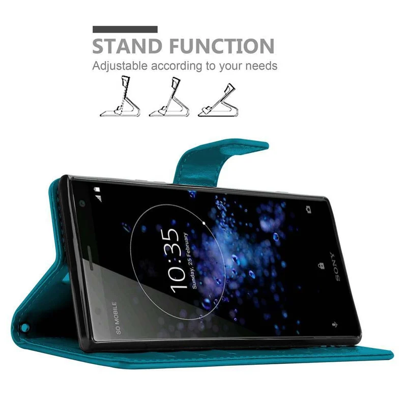 Cadorabo Hülle kompatibel mit Sony Xperia XZ2 Schutzhülle im Blumen Design mit Magnetverschluss, Standfunktion und Kartenfächern