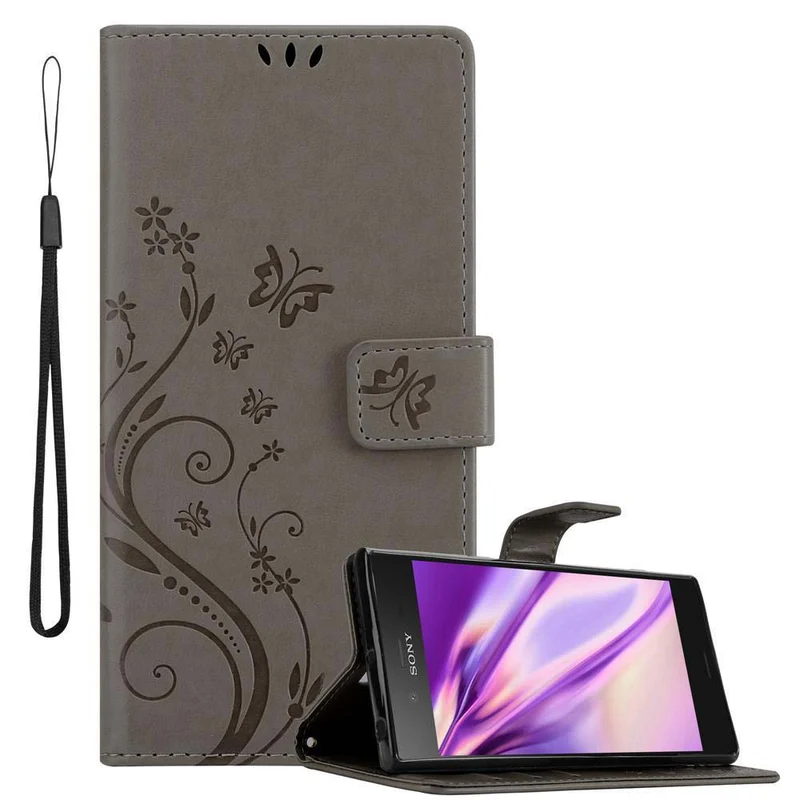 Cadorabo Hülle kompatibel mit Sony Xperia XZ1 Schutzhülle im Blumen Design mit Magnetverschluss, Standfunktion und Kartenfächern