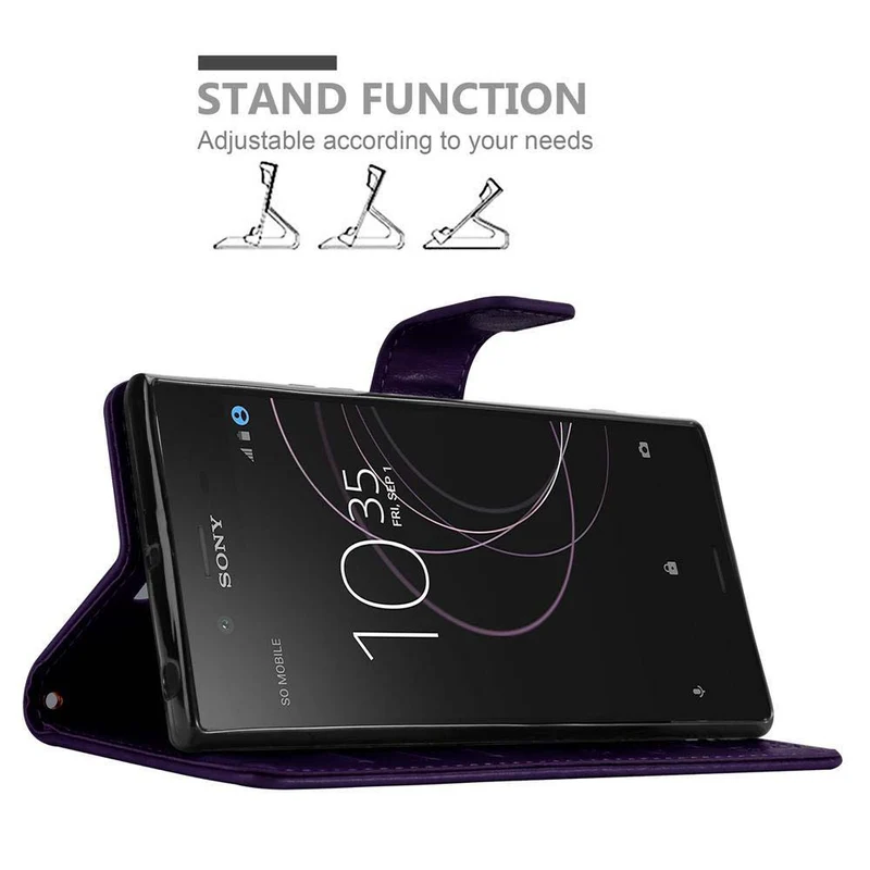 Cadorabo Hülle kompatibel mit Sony Xperia XZ1 Schutzhülle im Blumen Design mit Magnetverschluss, Standfunktion und Kartenfächern