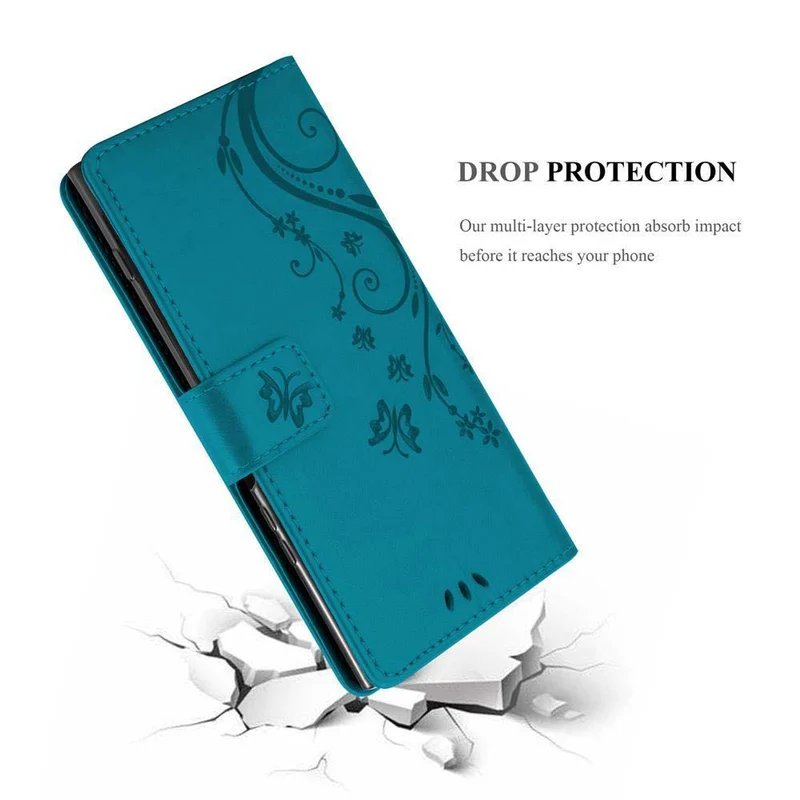 Cadorabo Hülle kompatibel mit Sony Xperia XZ1 Schutzhülle im Blumen Design mit Magnetverschluss, Standfunktion und Kartenfächern