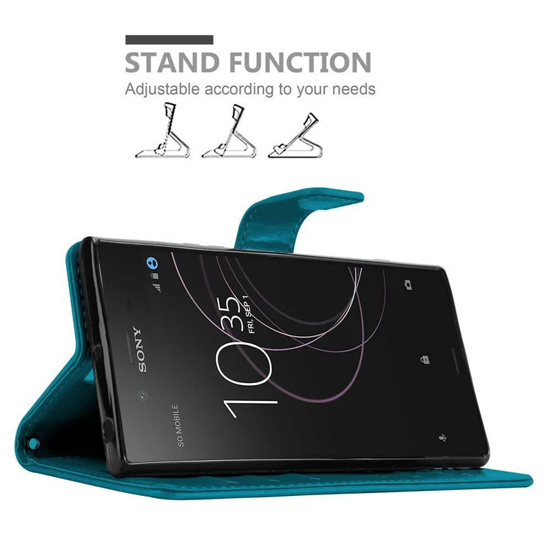 Cadorabo Hülle kompatibel mit Sony Xperia XZ1 Schutzhülle im Blumen Design mit Magnetverschluss, Standfunktion und Kartenfächern