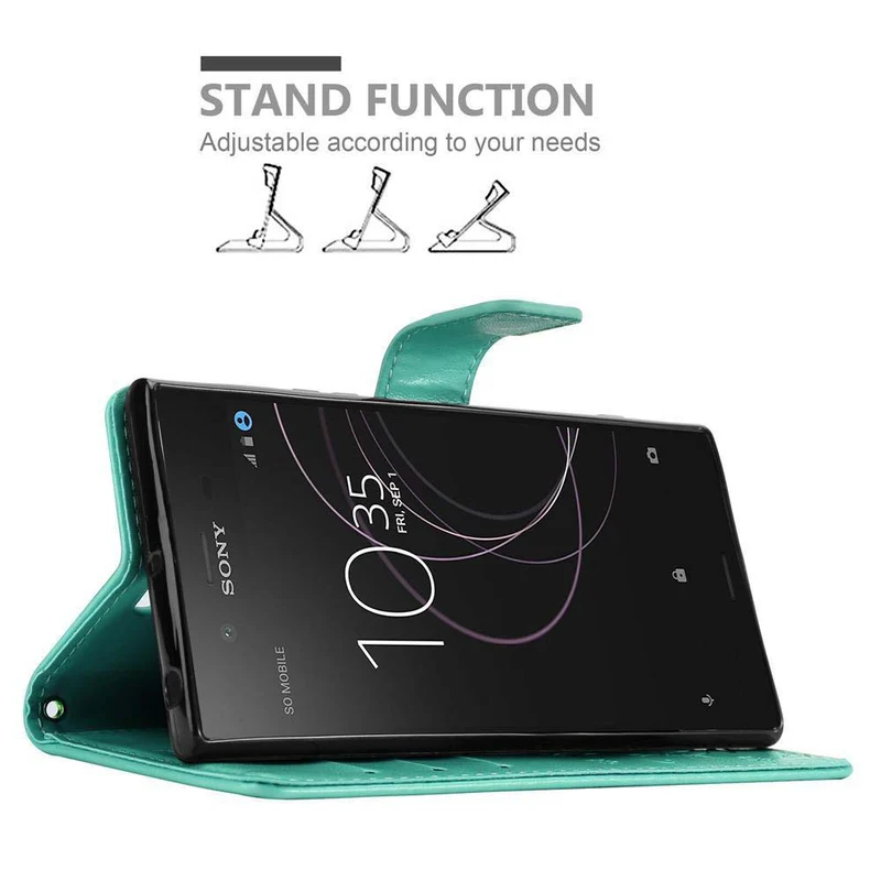 Cadorabo Hülle kompatibel mit Sony Xperia XZ1 Schutzhülle im Blumen Design mit Magnetverschluss, Standfunktion und Kartenfächern