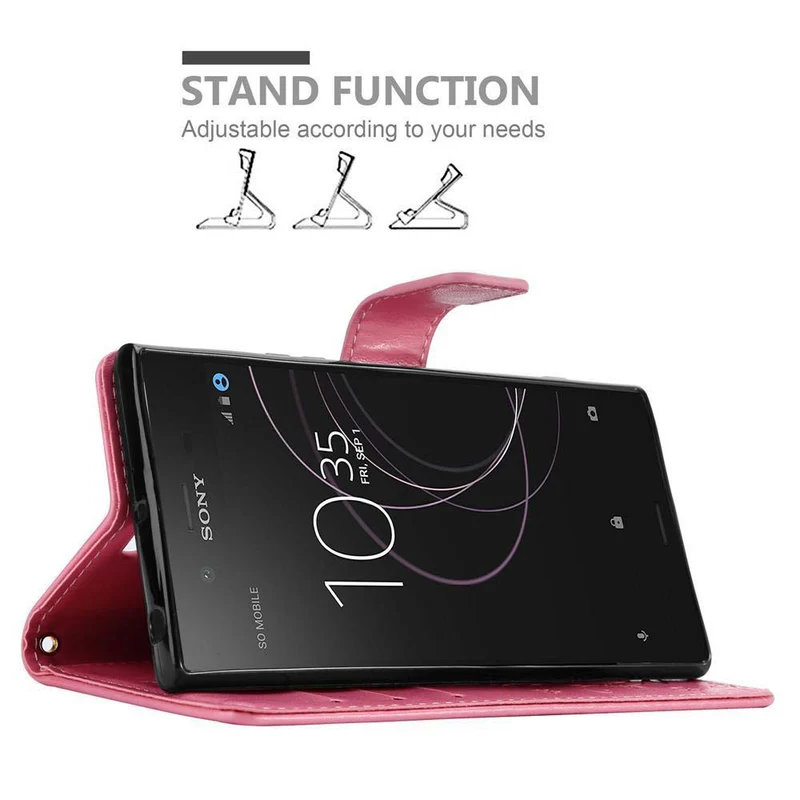 Cadorabo Hülle kompatibel mit Sony Xperia XZ1 Schutzhülle im Blumen Design mit Magnetverschluss, Standfunktion und Kartenfächern