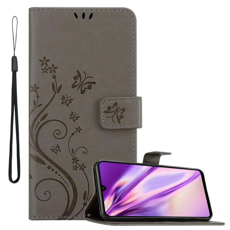 Cadorabo Hülle kompatibel mit Huawei P30 LITE Schutzhülle im Blumen Design mit Magnetverschluss, Standfunktion und Kartenfächern