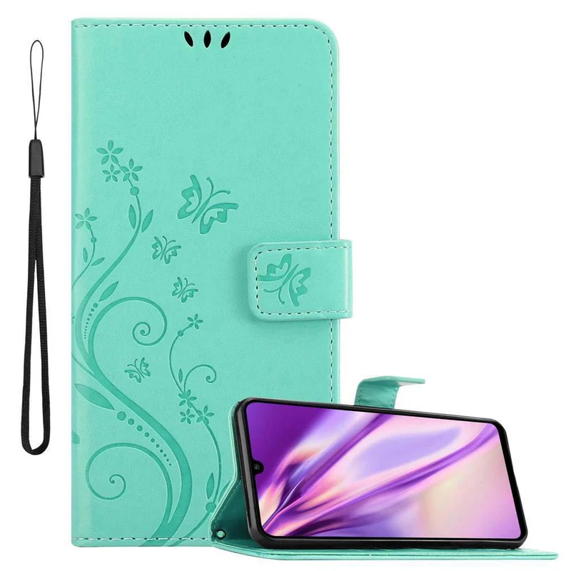Cadorabo Hülle kompatibel mit Huawei P30 LITE Schutzhülle im Blumen Design mit Magnetverschluss, Standfunktion und Kartenfächern