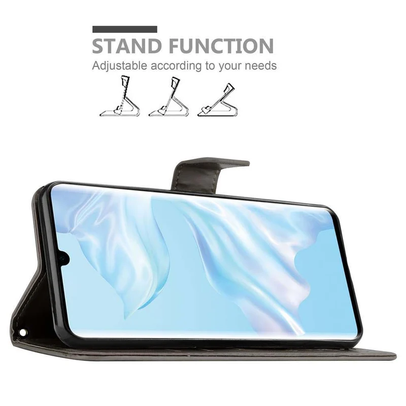 Cadorabo Hülle kompatibel mit Huawei P30 PRO Schutzhülle im Blumen Design mit Magnetverschluss, Standfunktion und Kartenfächern