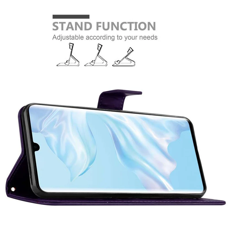 Cadorabo Hülle kompatibel mit Huawei P30 PRO Schutzhülle im Blumen Design mit Magnetverschluss, Standfunktion und Kartenfächern