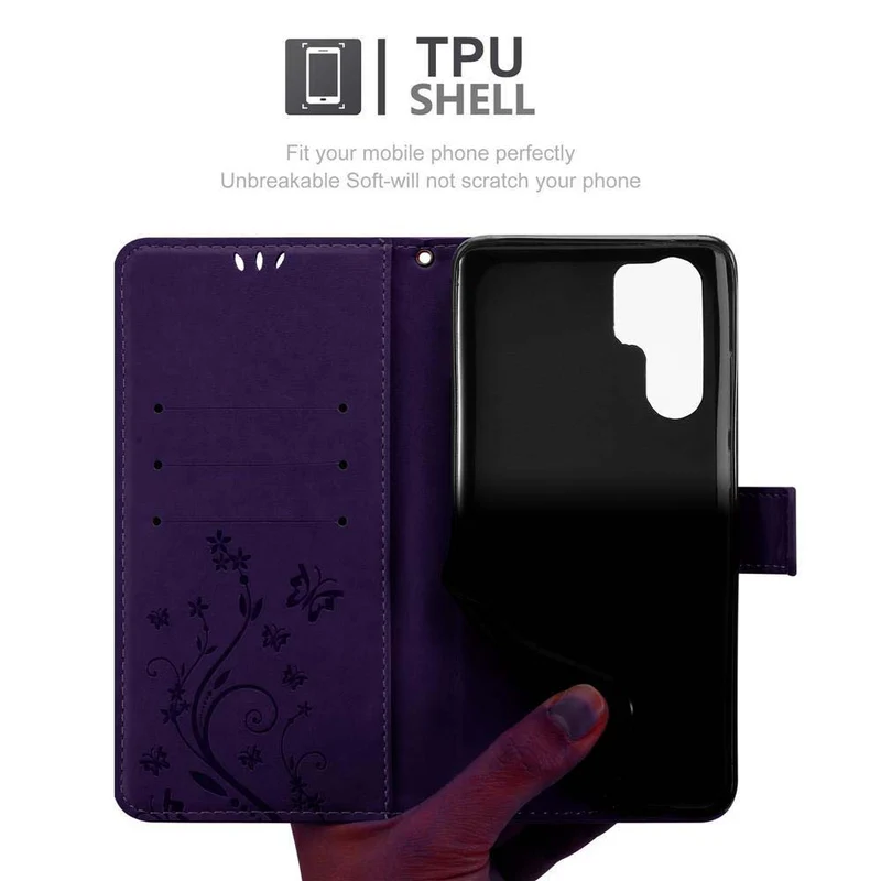 Cadorabo Hülle kompatibel mit Huawei P30 PRO Schutzhülle im Blumen Design mit Magnetverschluss, Standfunktion und Kartenfächern