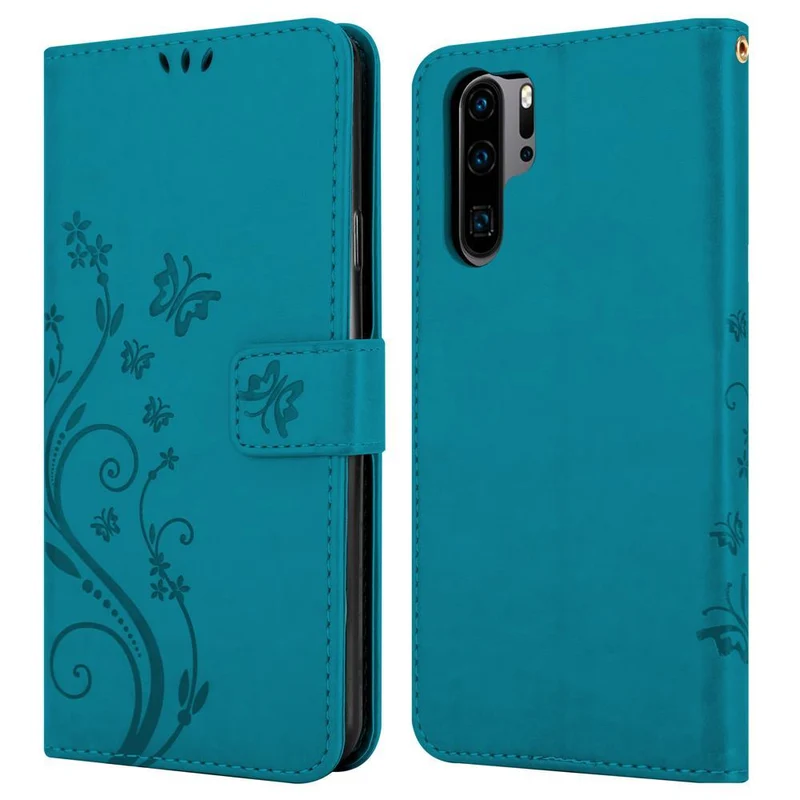 Cadorabo Hülle kompatibel mit Huawei P30 PRO Schutzhülle im Blumen Design mit Magnetverschluss, Standfunktion und Kartenfächern