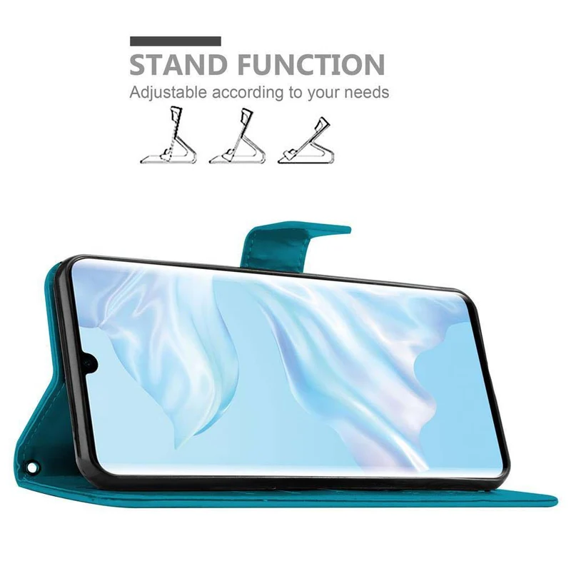 Cadorabo Hülle kompatibel mit Huawei P30 PRO Schutzhülle im Blumen Design mit Magnetverschluss, Standfunktion und Kartenfächern