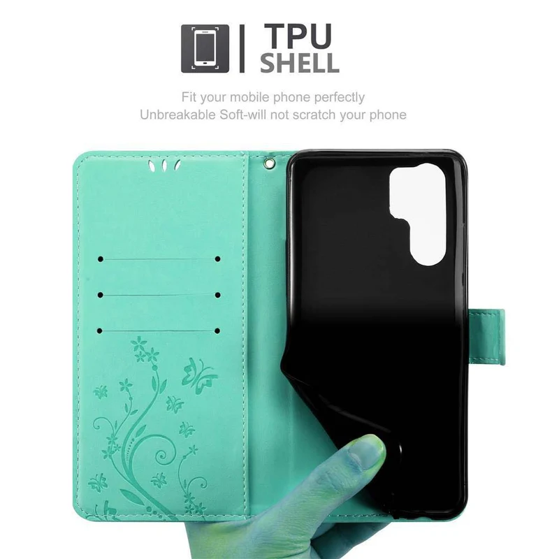 Cadorabo Hülle kompatibel mit Huawei P30 PRO Schutzhülle im Blumen Design mit Magnetverschluss, Standfunktion und Kartenfächern