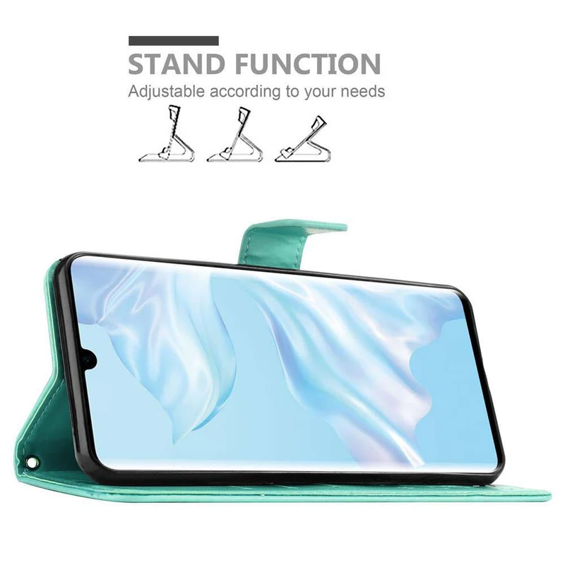 Cadorabo Hülle kompatibel mit Huawei P30 PRO Schutzhülle im Blumen Design mit Magnetverschluss, Standfunktion und Kartenfächern