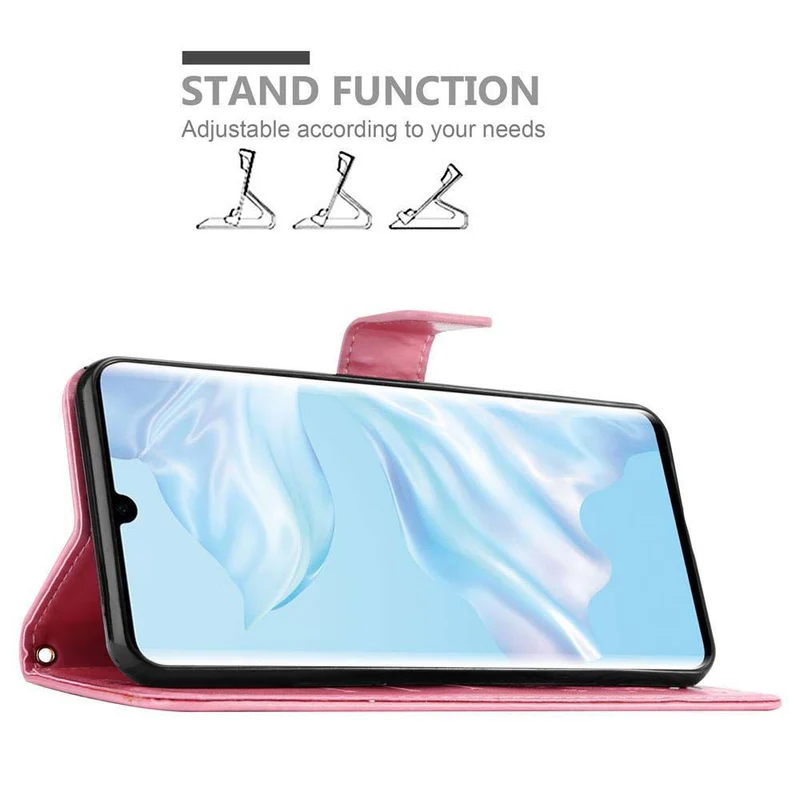 Cadorabo Hülle kompatibel mit Huawei P30 PRO Schutzhülle im Blumen Design mit Magnetverschluss, Standfunktion und Kartenfächern