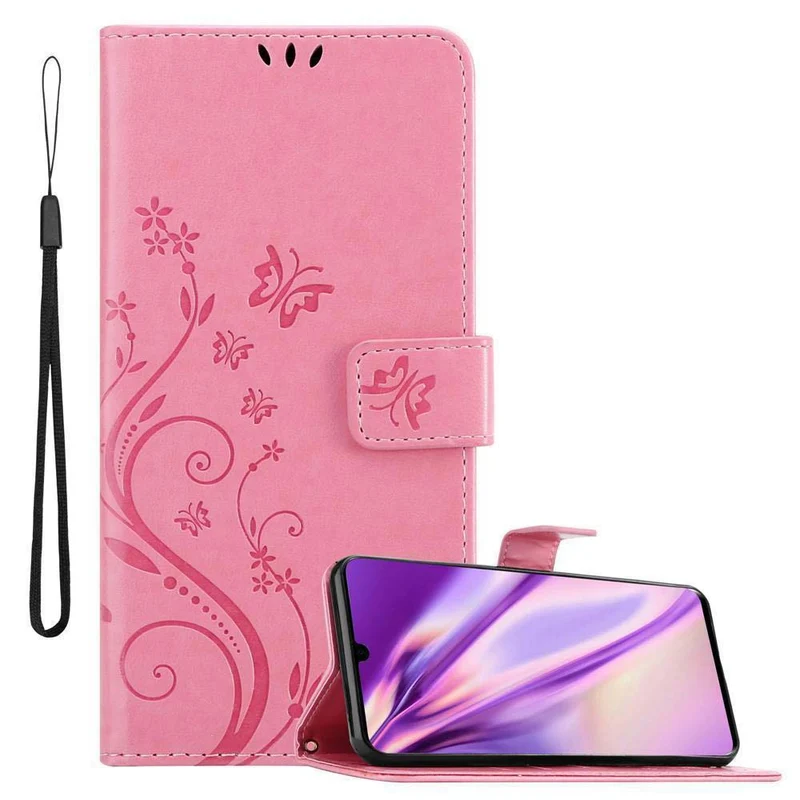 Cadorabo Hülle kompatibel mit Huawei P30 Schutzhülle im Blumen Design mit Magnetverschluss, Standfunktion und Kartenfächern