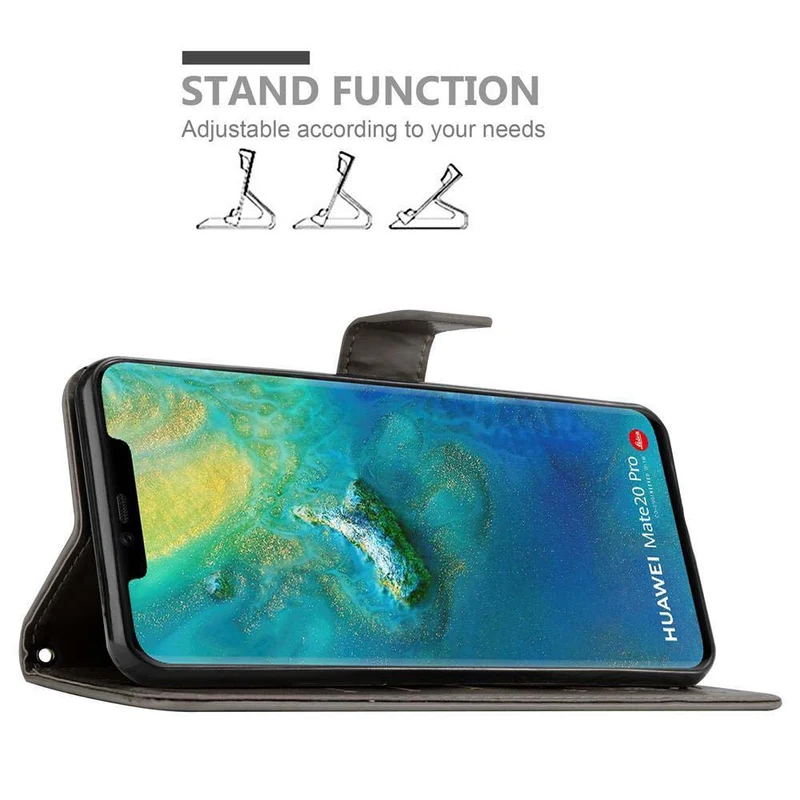 Cadorabo Hülle kompatibel mit Huawei MATE 20 PRO Schutzhülle im Blumen Design mit Magnetverschluss, Standfunktion und Kartenfächern