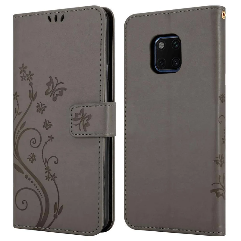 Cadorabo Hülle kompatibel mit Huawei MATE 20 PRO Schutzhülle im Blumen Design mit Magnetverschluss, Standfunktion und Kartenfächern