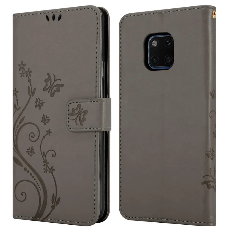 Cadorabo Hülle kompatibel mit Huawei MATE 20 PRO Schutzhülle im Blumen Design mit Magnetverschluss, Standfunktion und Kartenfächern