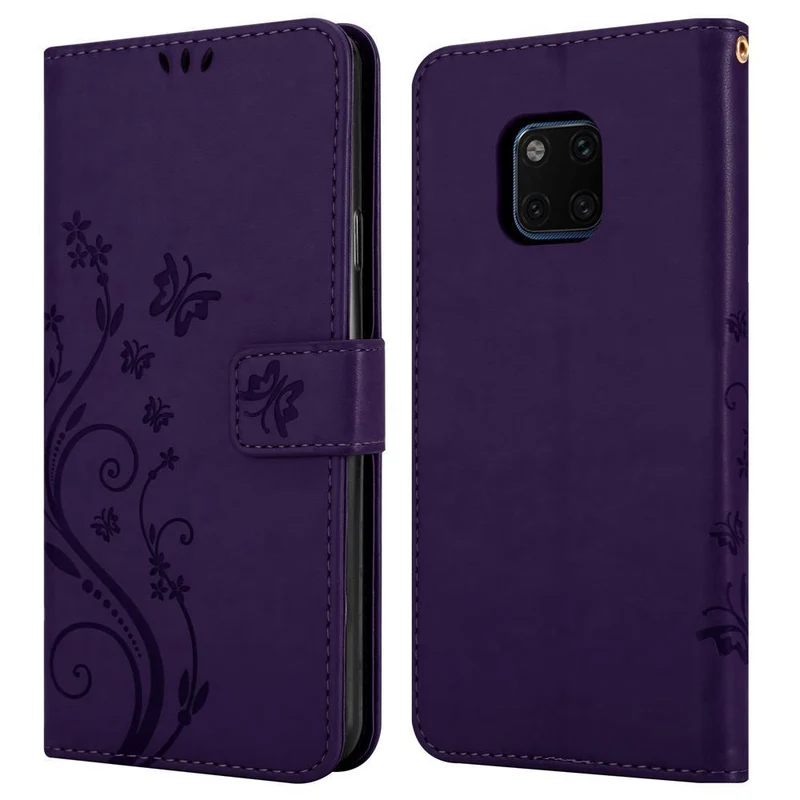 Cadorabo Hülle kompatibel mit Huawei MATE 20 PRO Schutzhülle im Blumen Design mit Magnetverschluss, Standfunktion und Kartenfächern