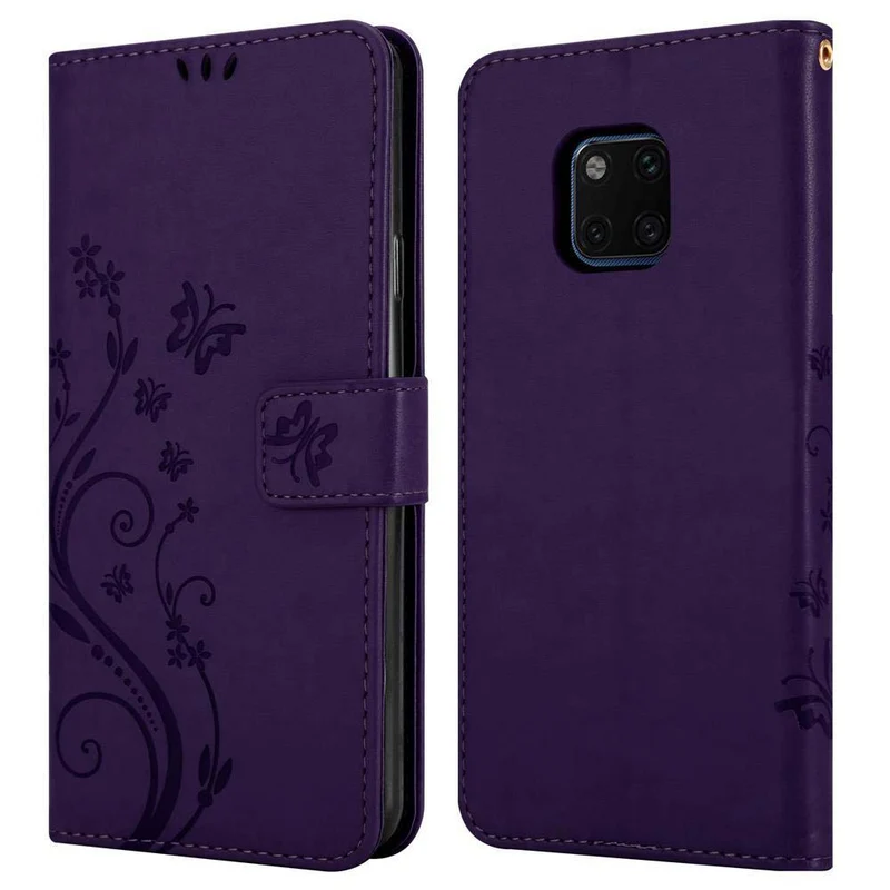 Cadorabo Hülle kompatibel mit Huawei MATE 20 PRO Schutzhülle im Blumen Design mit Magnetverschluss, Standfunktion und Kartenfächern