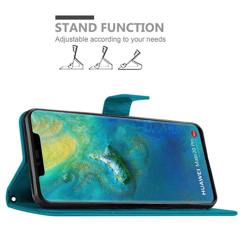 Cadorabo Hülle kompatibel mit Huawei MATE 20 PRO Schutzhülle im Blumen Design mit Magnetverschluss, Standfunktion und Kartenfächern