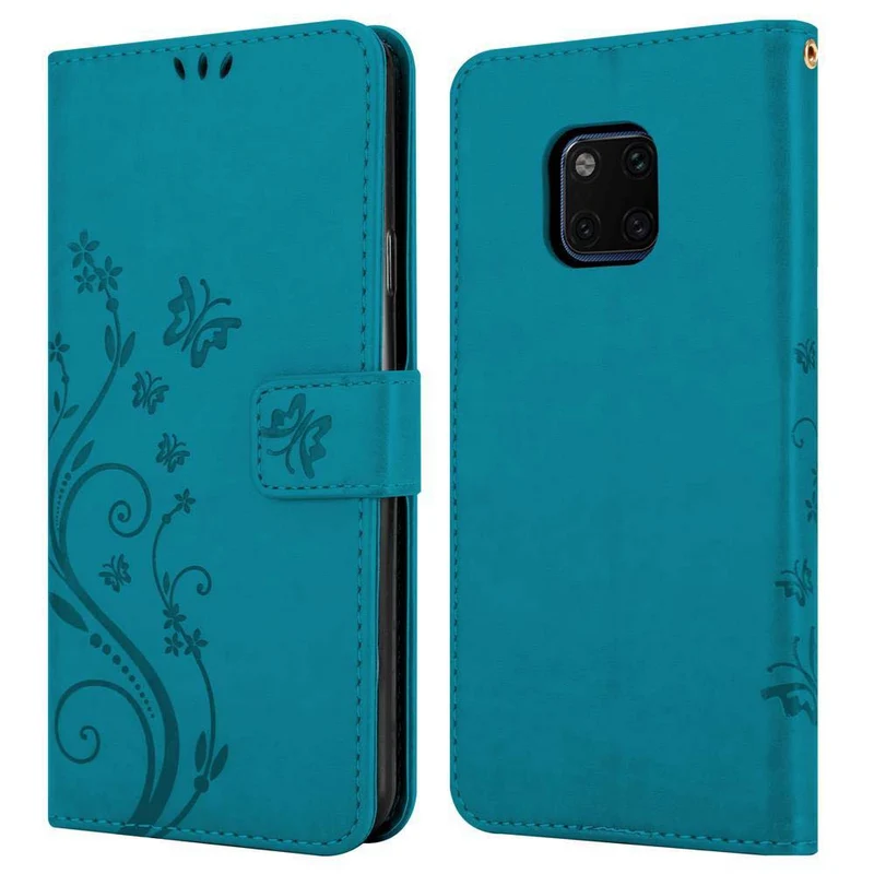 Cadorabo Hülle kompatibel mit Huawei MATE 20 PRO Schutzhülle im Blumen Design mit Magnetverschluss, Standfunktion und Kartenfächern