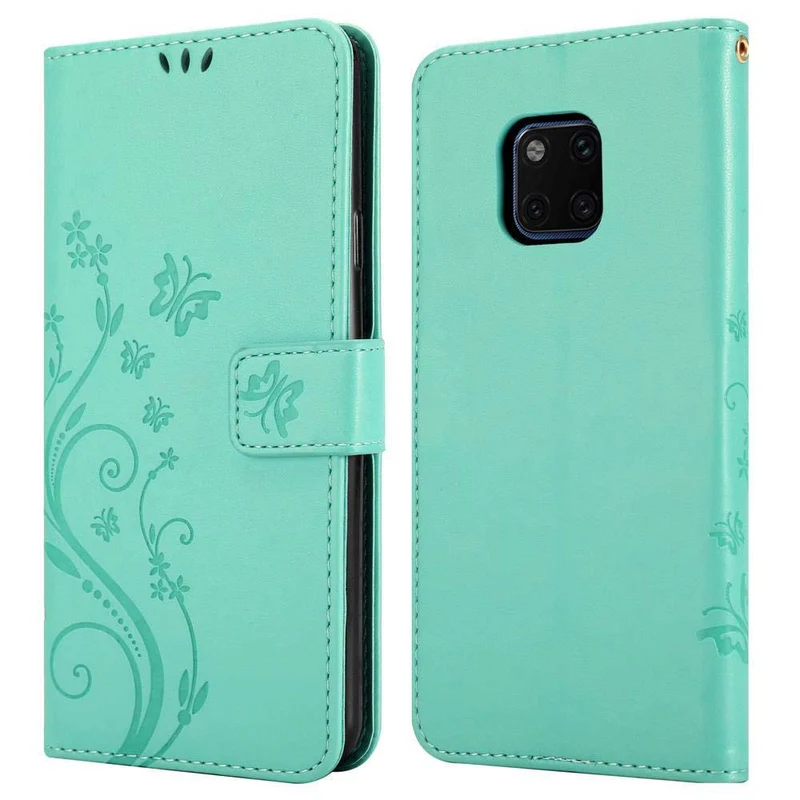Cadorabo Hülle kompatibel mit Huawei MATE 20 PRO Schutzhülle im Blumen Design mit Magnetverschluss, Standfunktion und Kartenfächern