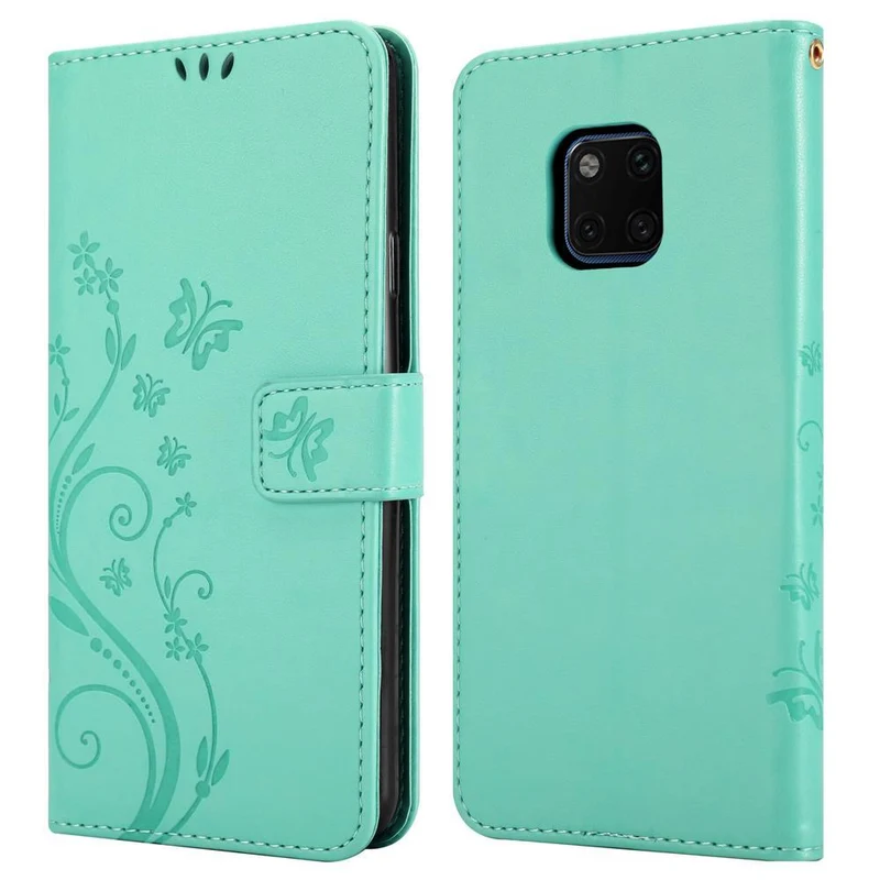 Cadorabo Hülle kompatibel mit Huawei MATE 20 PRO Schutzhülle im Blumen Design mit Magnetverschluss, Standfunktion und Kartenfächern