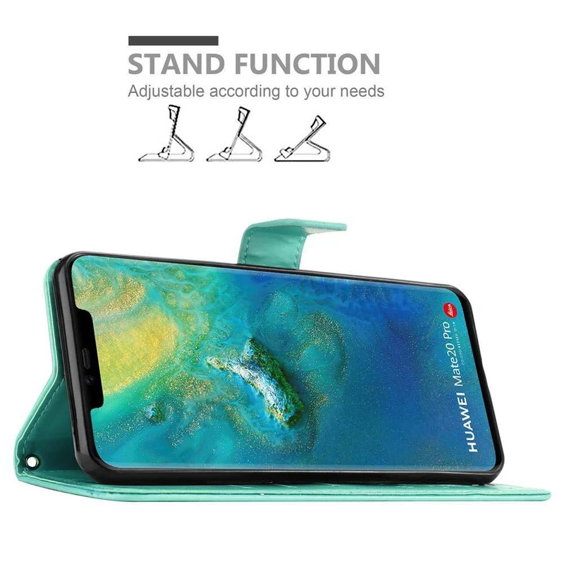 Cadorabo Hülle kompatibel mit Huawei MATE 20 PRO Schutzhülle im Blumen Design mit Magnetverschluss, Standfunktion und Kartenfächern