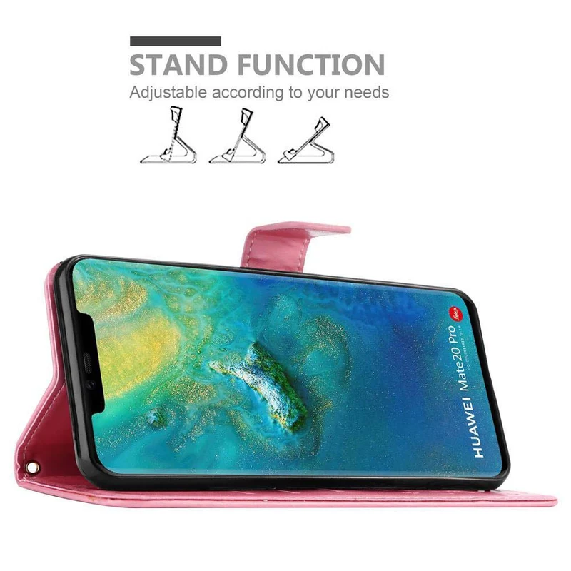 Cadorabo Hülle kompatibel mit Huawei MATE 20 PRO Schutzhülle im Blumen Design mit Magnetverschluss, Standfunktion und Kartenfächern